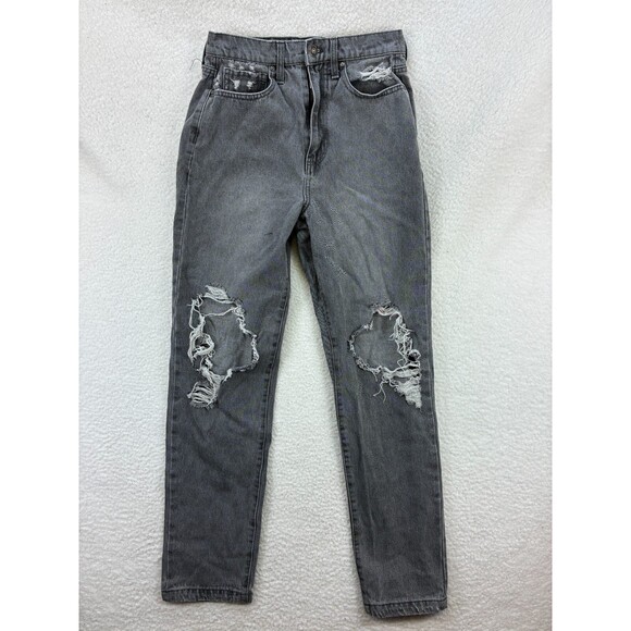 RSQ 90s High Rise Straight Jeans Womens 26 Gray Distressed Y2K Grunge Denim - Picture 2 of 15